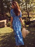 NRBY x BOYD Portia Tile Print Pure Silk Dress, Blue Tavira