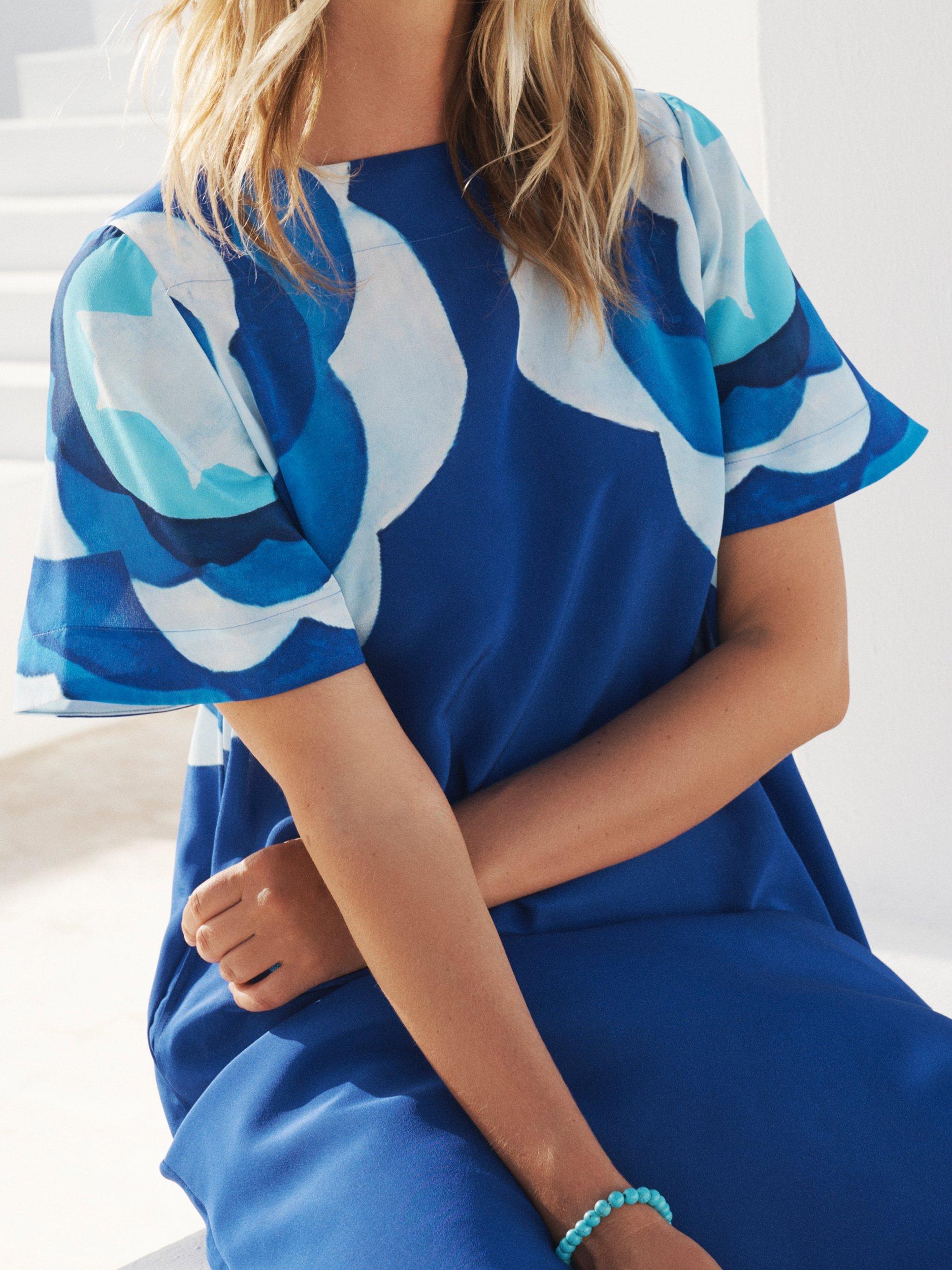 Product image 5 of 7, which shows NRBY x BOYD Sintra Tile Print Pure Silk Dress, Blue Tavira, XS