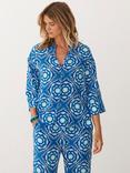 NRBY x BOYD Tavira Tile Print Pure Silk Shirt, Blue Tavira