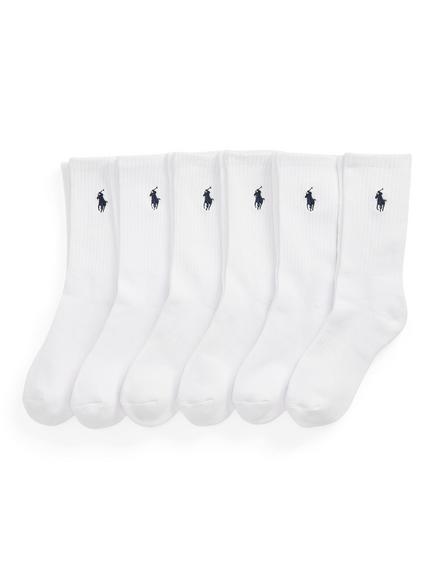 Ralph Lauren Kids' Cotton Blend Socks, Pack of 6, White, White