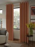 John Lewis Textured Weave Recycled Polyester Pair Blackout Lined Eyelet Curtains, Sienna