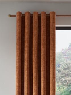 John Lewis Textured Weave Pair Blackout Lined Eyelet Curtains, Sienna