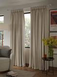 John Lewis Textured Weave Recycled Polyester Pair Blackout/Thermal Lined Pencil Pleat Curtains, Pale Mole