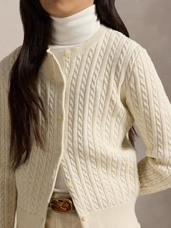 Ralph Lauren Kids' Long Sleeved Cable Knit Cardigan, Clubhouse Cream - view 2, Clubhouse Cream