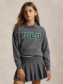 Ralph Lauren Kids' Cotton Blend Polo Jumper, Flannel Heather, Flannel Heather