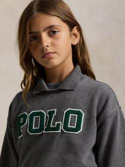 Ralph Lauren Kids' Cotton Blend Polo Jumper, Flannel Heather - view 2, Flannel Heather