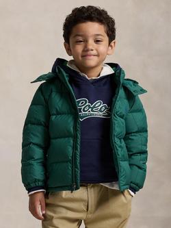 Ralph Lauren Kids' Hooded Bomber Jacket, Kelly Green, Kelly Green