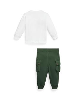 Ralph Lauren Baby Cotton Rich Christmas Holiday Truck T-Shirt and Joggers Set, Trophy Cream - view 2, Trophy Cream