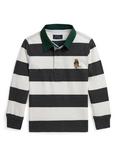 Ralph Lauren Kids' Cotton Striped Polo Bear Rugby Shirt, Windsor Heather