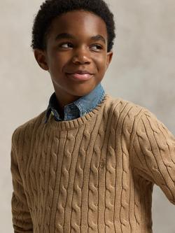 Polo Ralph Lauren Kids' Cotton Cable Knit Jumper - view 2, Camel