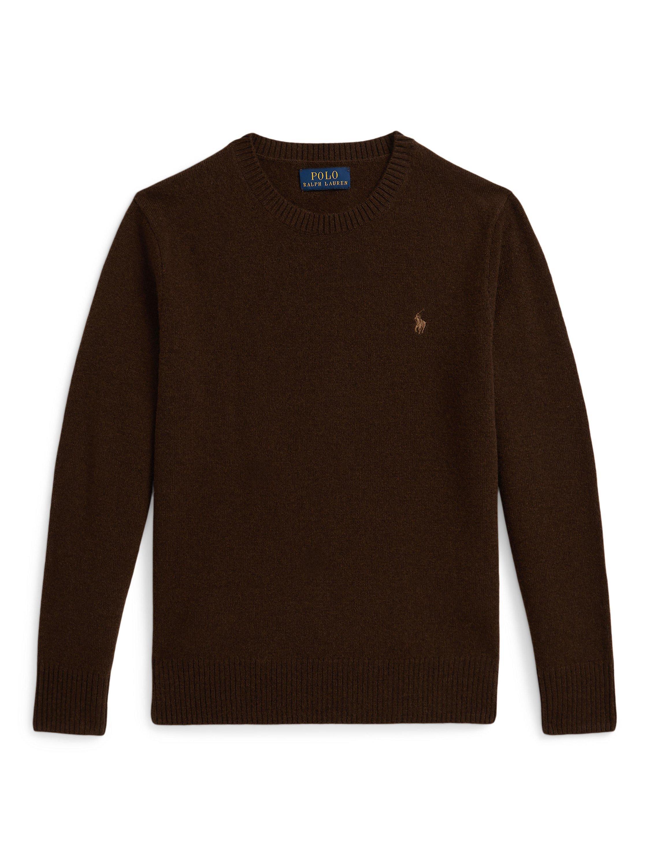 Product image 1 of 2, which shows Ralph Lauren Kids' Wool Crew Neck Sweater, Cooper Brown, 2 years