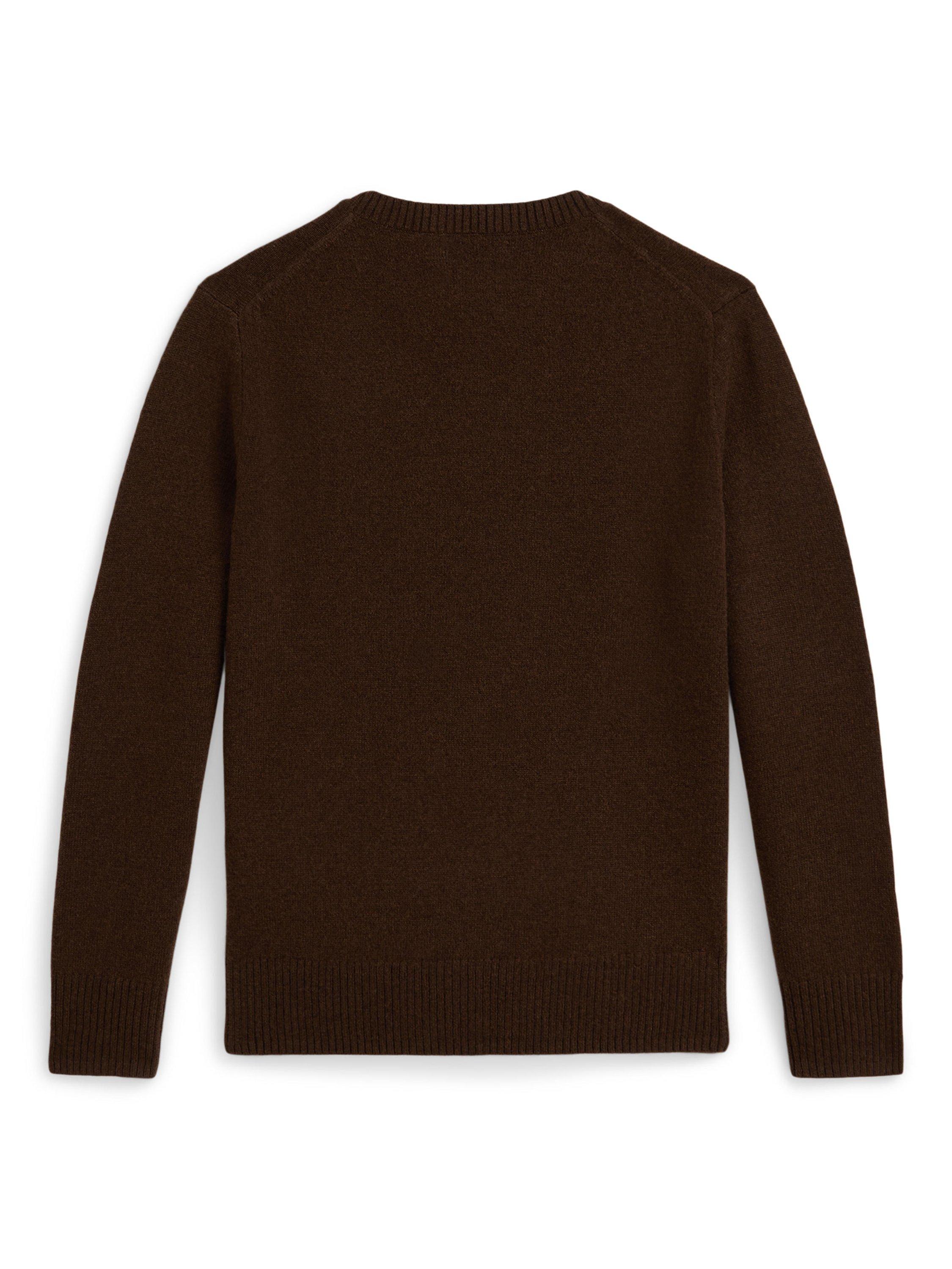 Product image 2 of 2, which shows Ralph Lauren Kids' Wool Crew Neck Sweater, Cooper Brown, 2 years