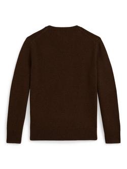 Ralph Lauren Kids' Wool Crew Neck Sweater, Cooper Brown - view 2, Cooper Brown