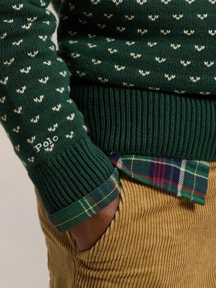 Ralph Lauren Kids' Wool Blend Fair Isle Christmas Sweater, Green Combo - view 2, Green Combo