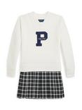 Ralph Lauren Kids' Knitted Plaid Sweatshirt Dress, Nevis