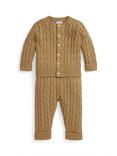 Polo Ralph Lauren Baby Cotton Cable Knit Cardigan and Pants Set, Camel