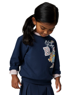 NAME IT Kids' Cotton Blend Bluey Sweatshirt, Navy Blazer, Navy Blazer