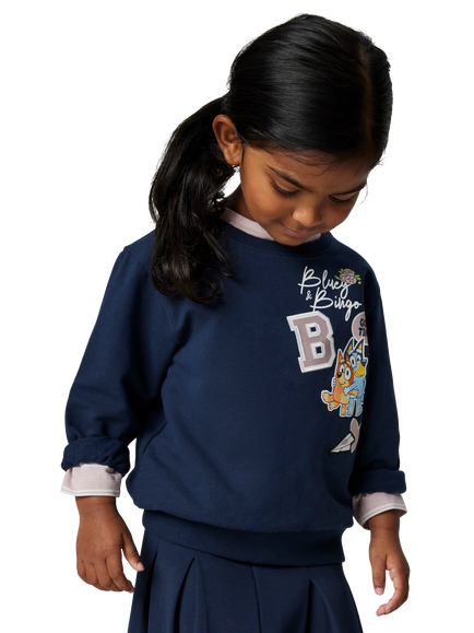 NAME IT Kids' Cotton Blend Bluey Sweatshirt, Navy Blazer, Navy Blazer