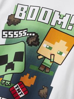 NAME IT Kids' Cotton Long Sleeved Minecraft T-Shirt, Bright White - view 2, Bright White
