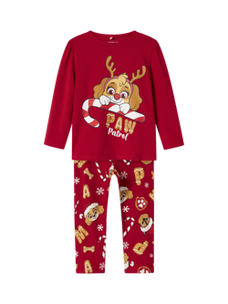 NAME IT Kids' Cotton Paw Patrol Long Sleeved Pyjama Set, Barbados Cherry, Barbados Cherry