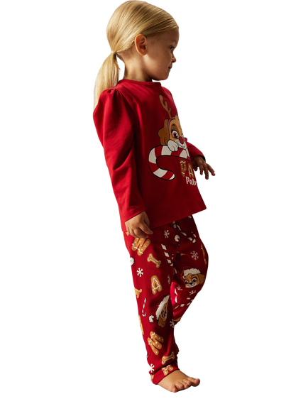 NAME IT Kids' Cotton Paw Patrol Long Sleeved Pyjama Set, Barbados Cherry - view 2, Barbados Cherry
