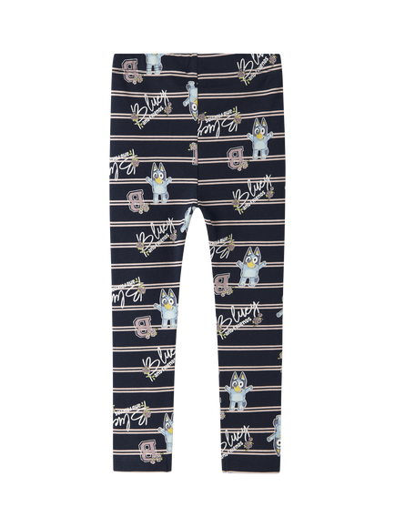 NAME IT Kids' Cotton Blend Bluey Print Leggings, Navy Blazer, Navy Blazer