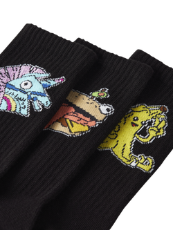 NAME IT Kids' Cotton Blend Fortnite Socks, Pack of 3, Black - view 2, Black