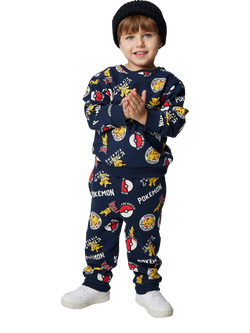 NAME IT Kids' Cotton Pokémon Drawstring Joggers, Navy Blazer, Navy Blazer
