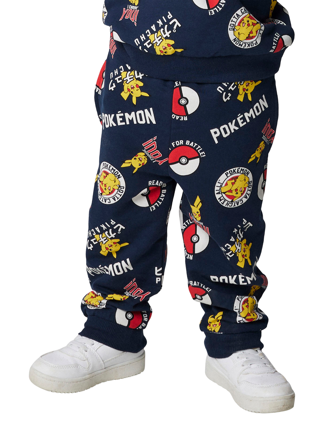 Product image 2 of 5, which shows NAME IT Kids' Cotton Pokémon Drawstring Joggers, Navy Blazer, 18-24 months