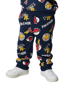 NAME IT Kids' Cotton Pokémon Drawstring Joggers, Navy Blazer - view 2, Navy Blazer