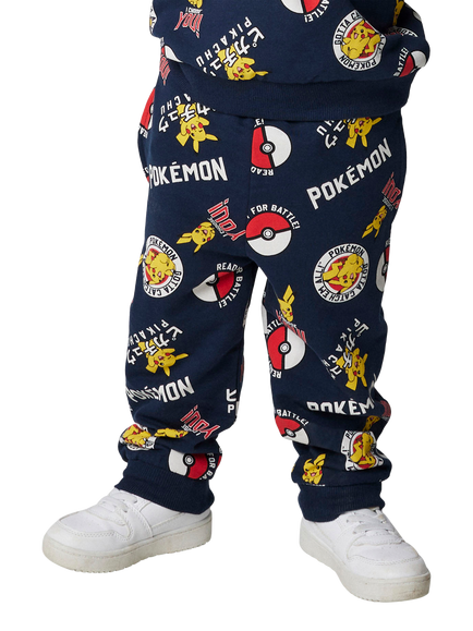 NAME IT Kids' Cotton Pokémon Drawstring Joggers, Navy Blazer - view 2, Navy Blazer