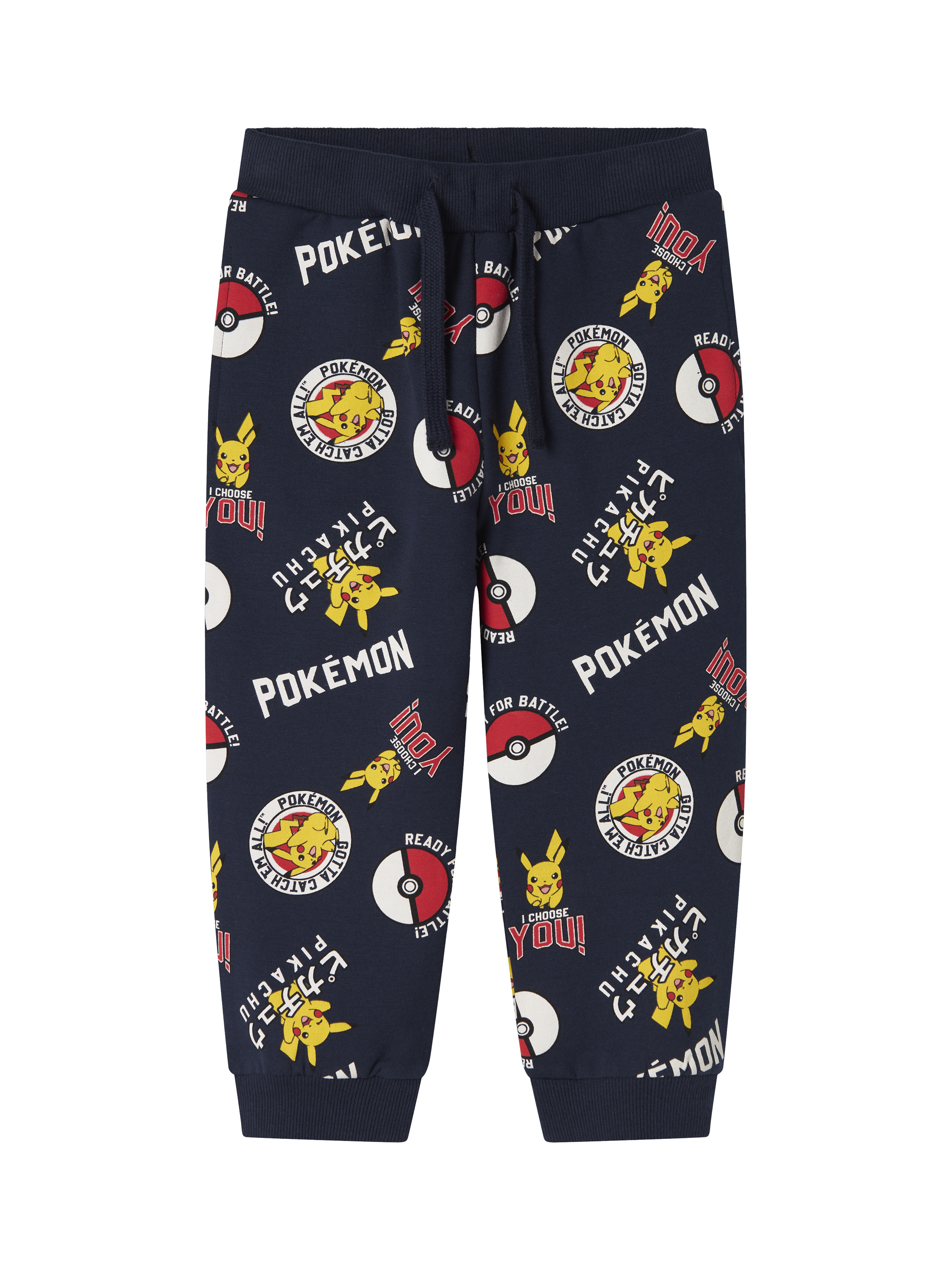 Product image 4 of 5, which shows NAME IT Kids' Cotton Pokémon Drawstring Joggers, Navy Blazer, 18-24 months