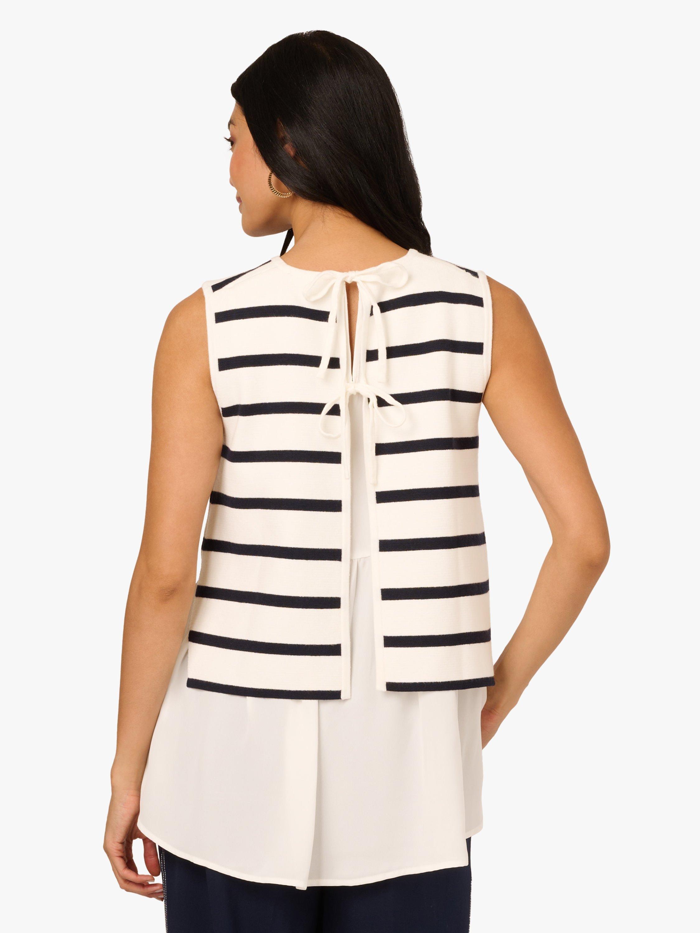 Product image 2 of 6, which shows Adrianna Papell Stripe Back Tie Top, White/Multi, L