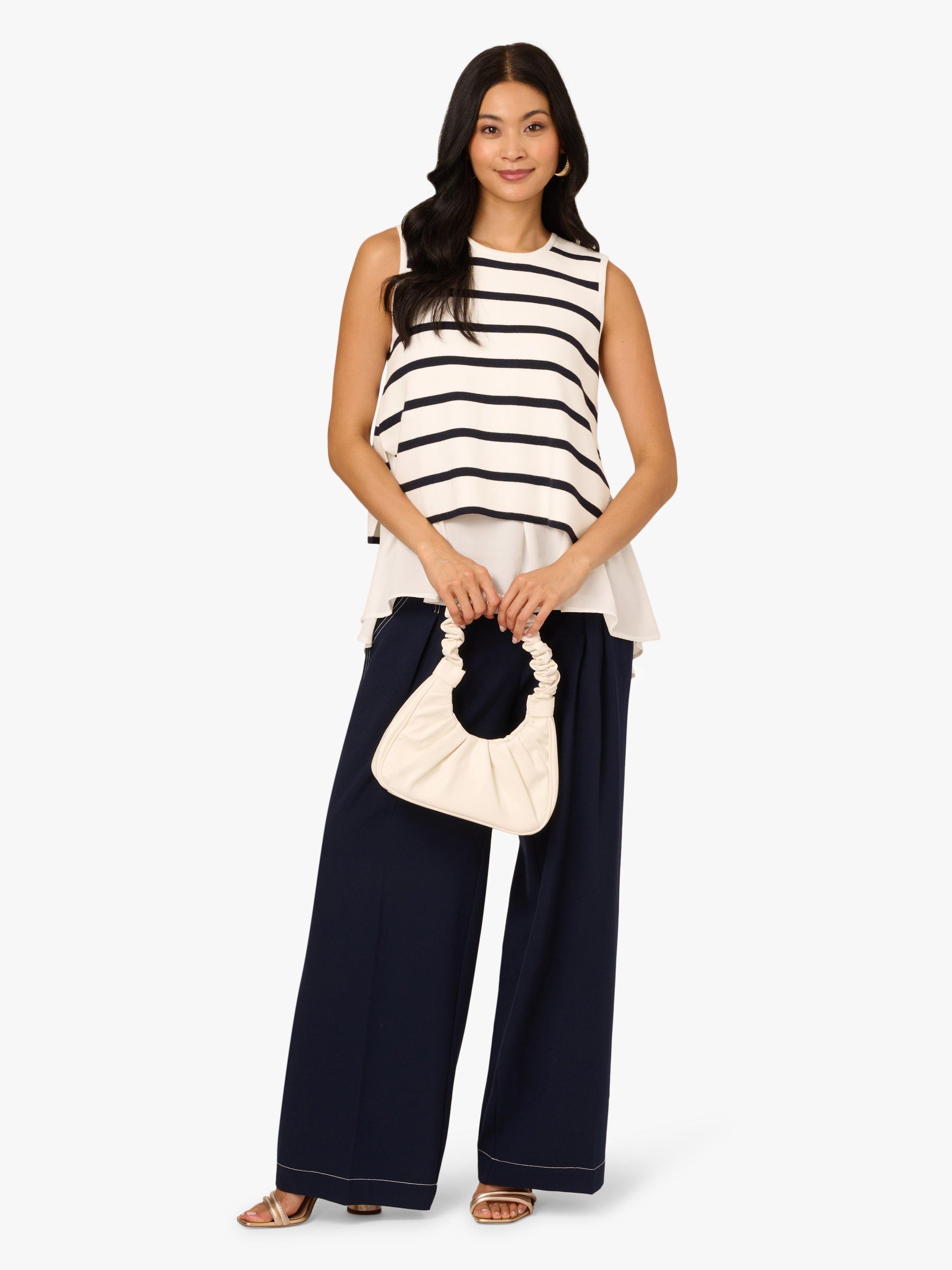 Product image 4 of 6, which shows Adrianna Papell Stripe Back Tie Top, White/Multi, L