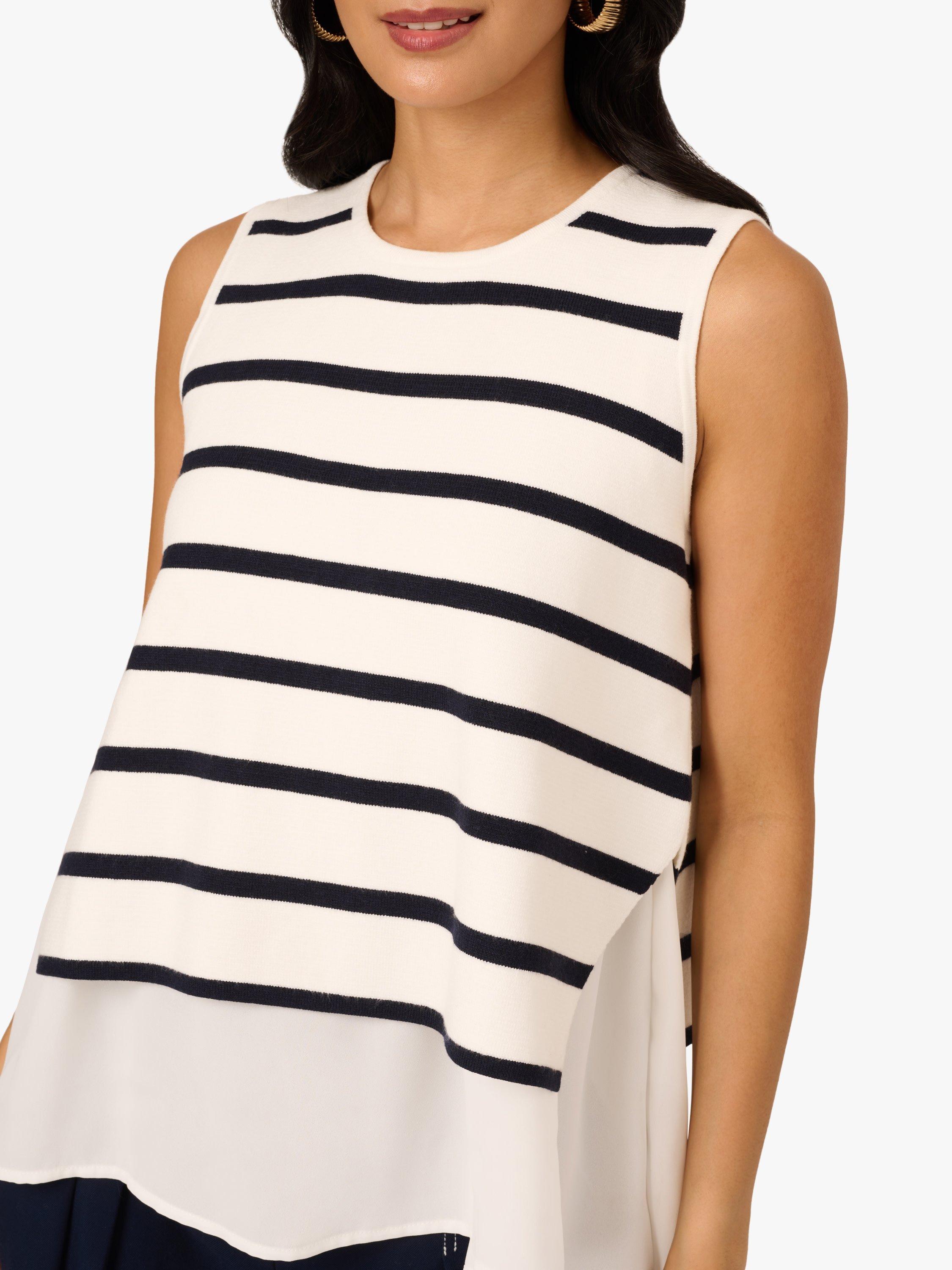 Product image 5 of 6, which shows Adrianna Papell Stripe Back Tie Top, White/Multi, L