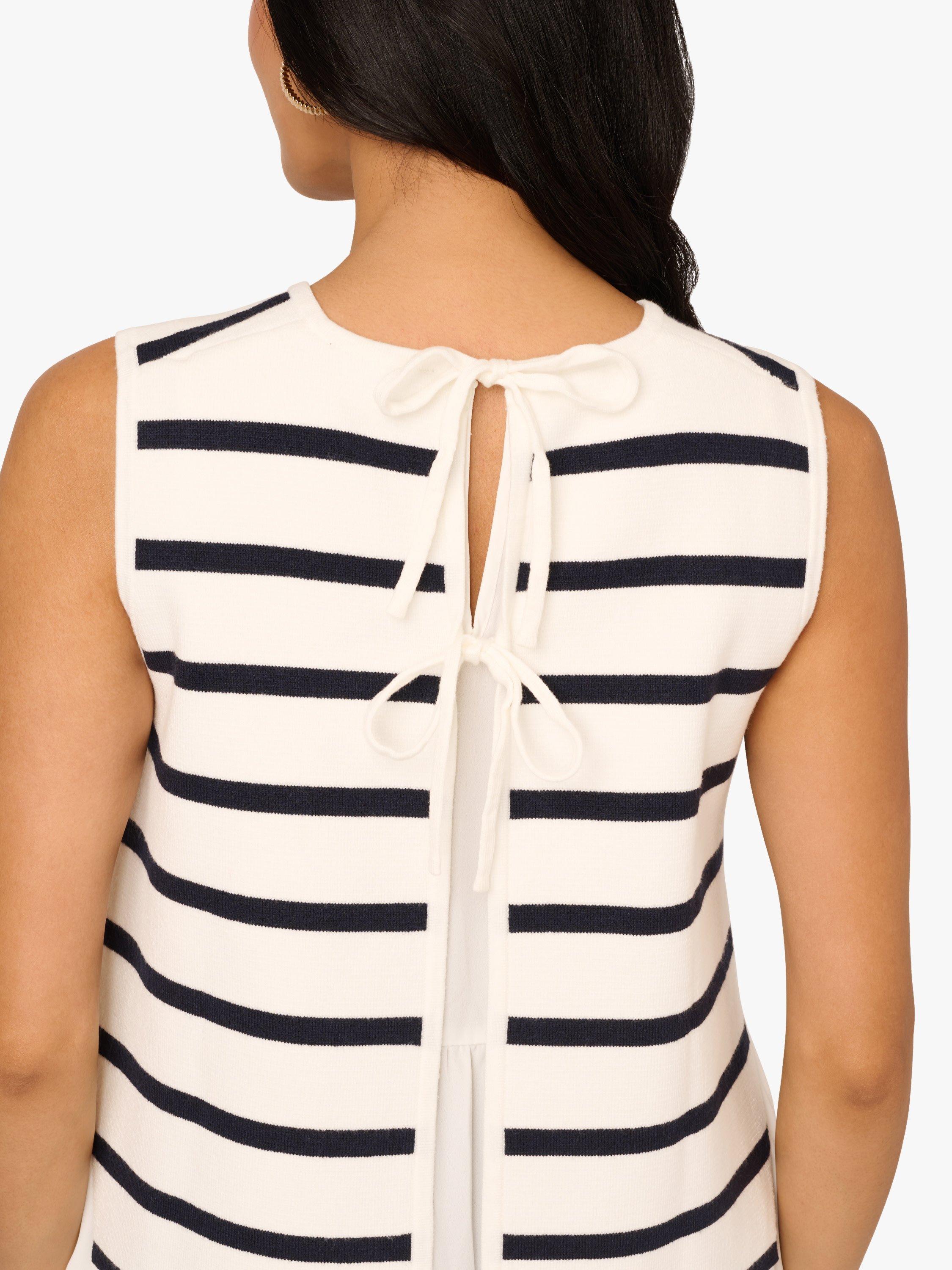 Product image 6 of 6, which shows Adrianna Papell Stripe Back Tie Top, White/Multi, L