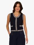 Adrianna Papell Sleeveless Stripe Trim Cardigan