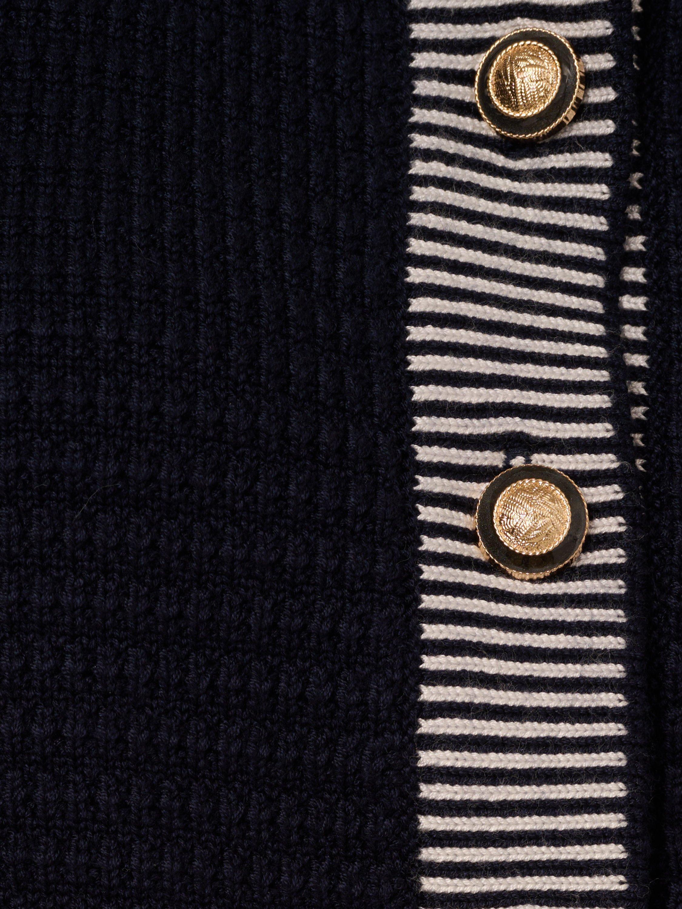 Product image 7 of 7, which shows Adrianna Papell Sleeveless Stripe Trim Cardigan, Blue/Multi, L