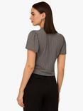 Adrianna Papell Geometric Tie Front Top, Black/Cloud