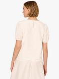 Adrianna Papell Flower Eyelet Puff Sleeve Top, White