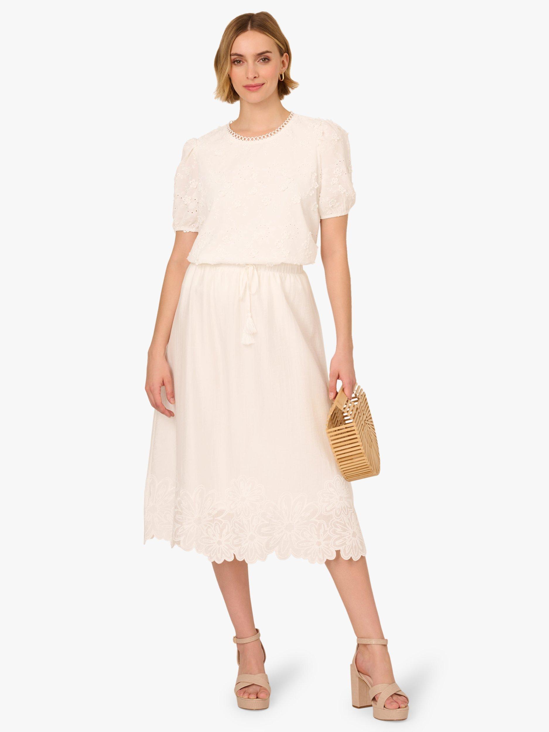 Product image 4 of 7, which shows Adrianna Papell Flower Eyelet Puff Sleeve Top, White, XS