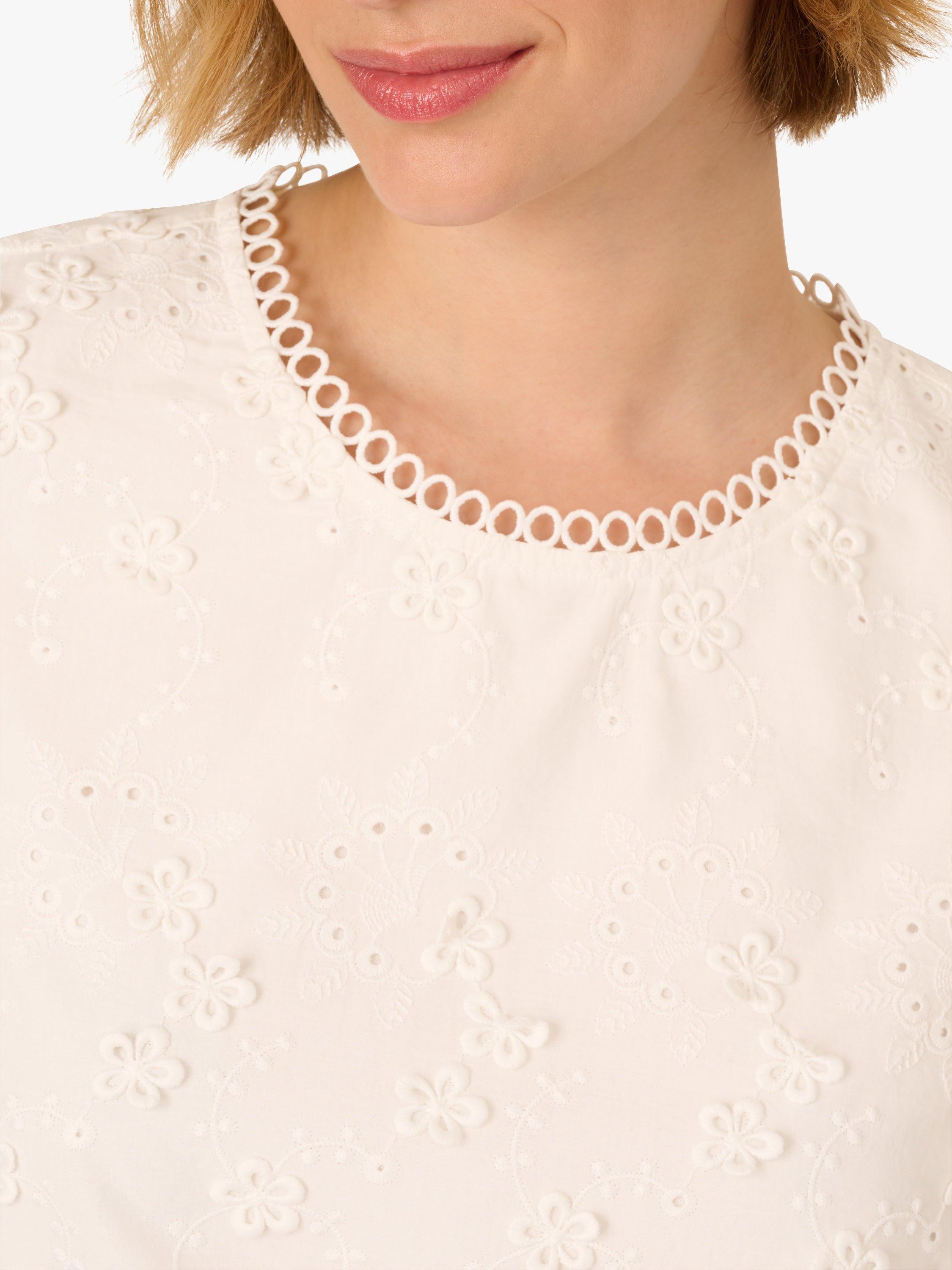 Product image 5 of 7, which shows Adrianna Papell Flower Eyelet Puff Sleeve Top, White, XS