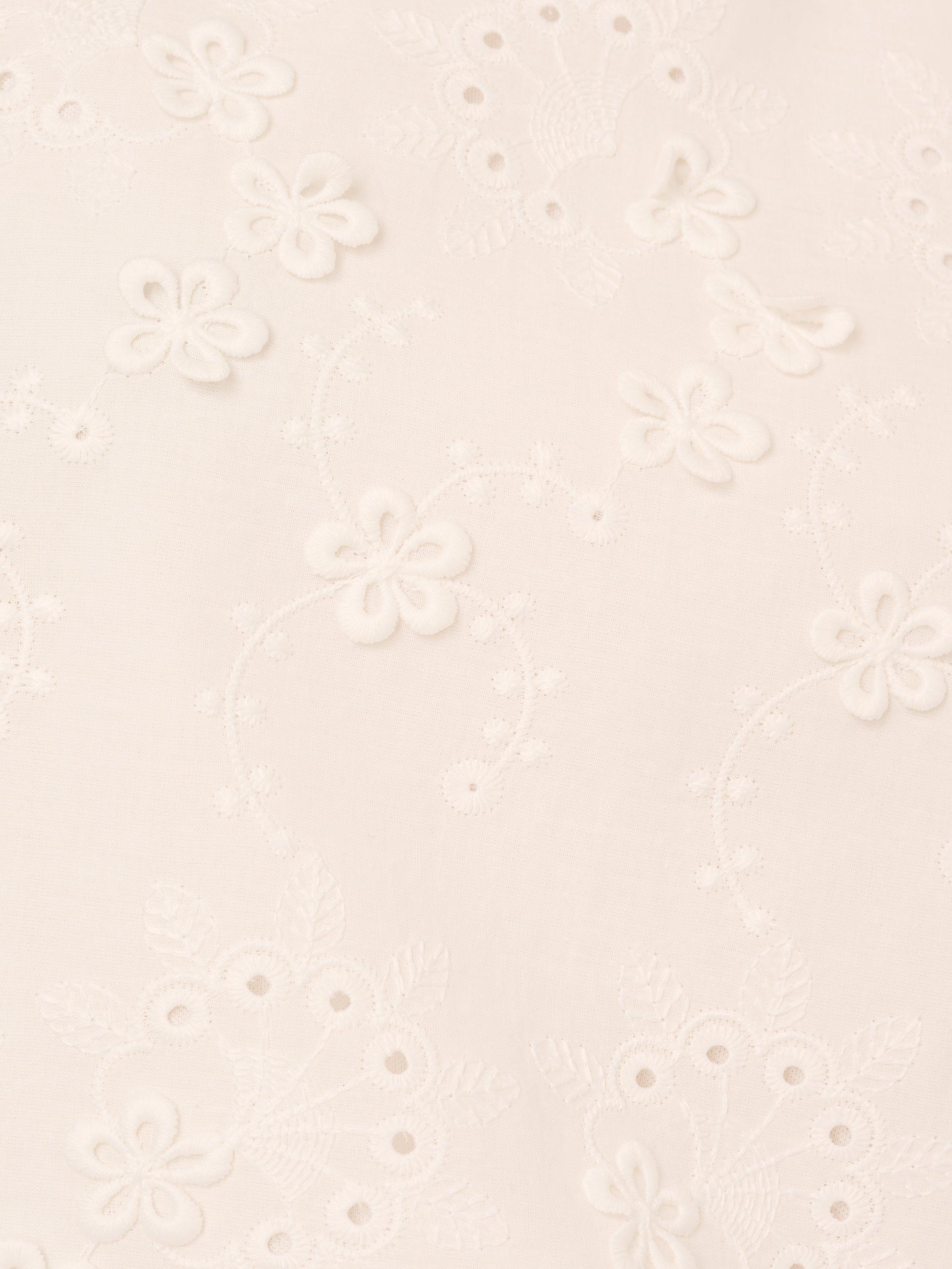 Product image 7 of 7, which shows Adrianna Papell Flower Eyelet Puff Sleeve Top, White, XS