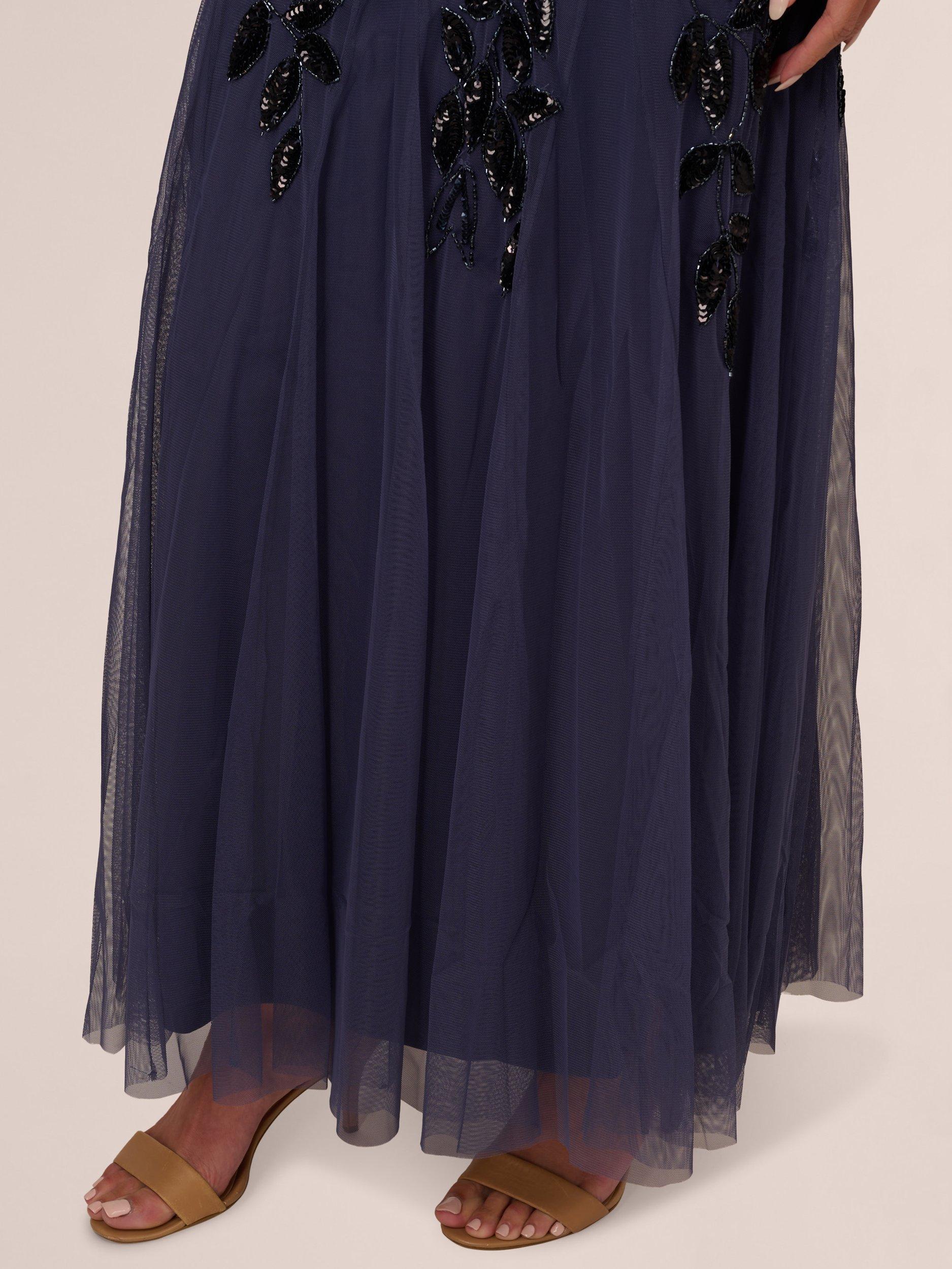 Product image 5 of 6, which shows Adrianna Papell Floral Beaded Godet Maxi Dress, Smoky Peri, 6