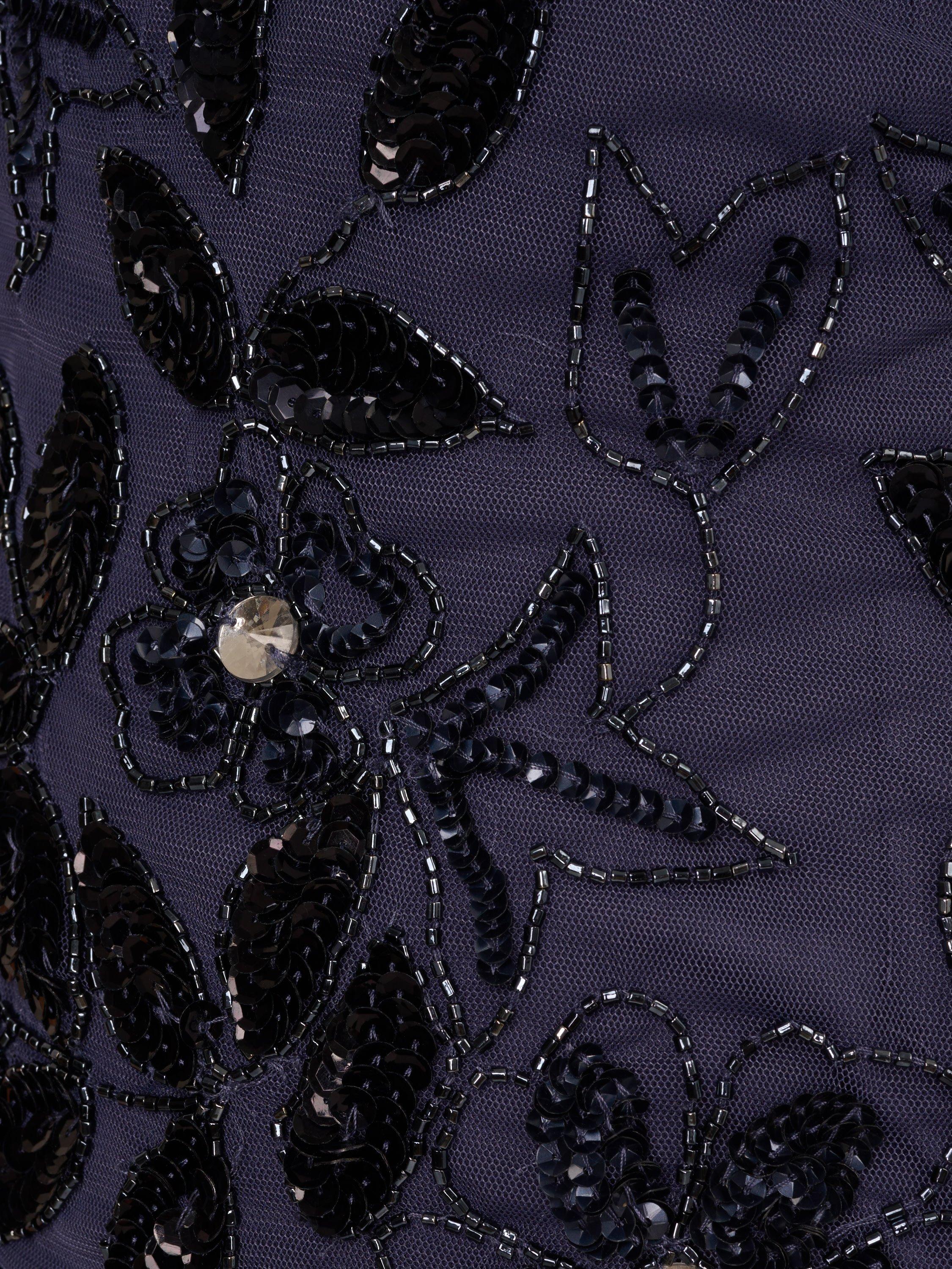 Product image 6 of 6, which shows Adrianna Papell Floral Beaded Godet Maxi Dress, Smoky Peri, 6
