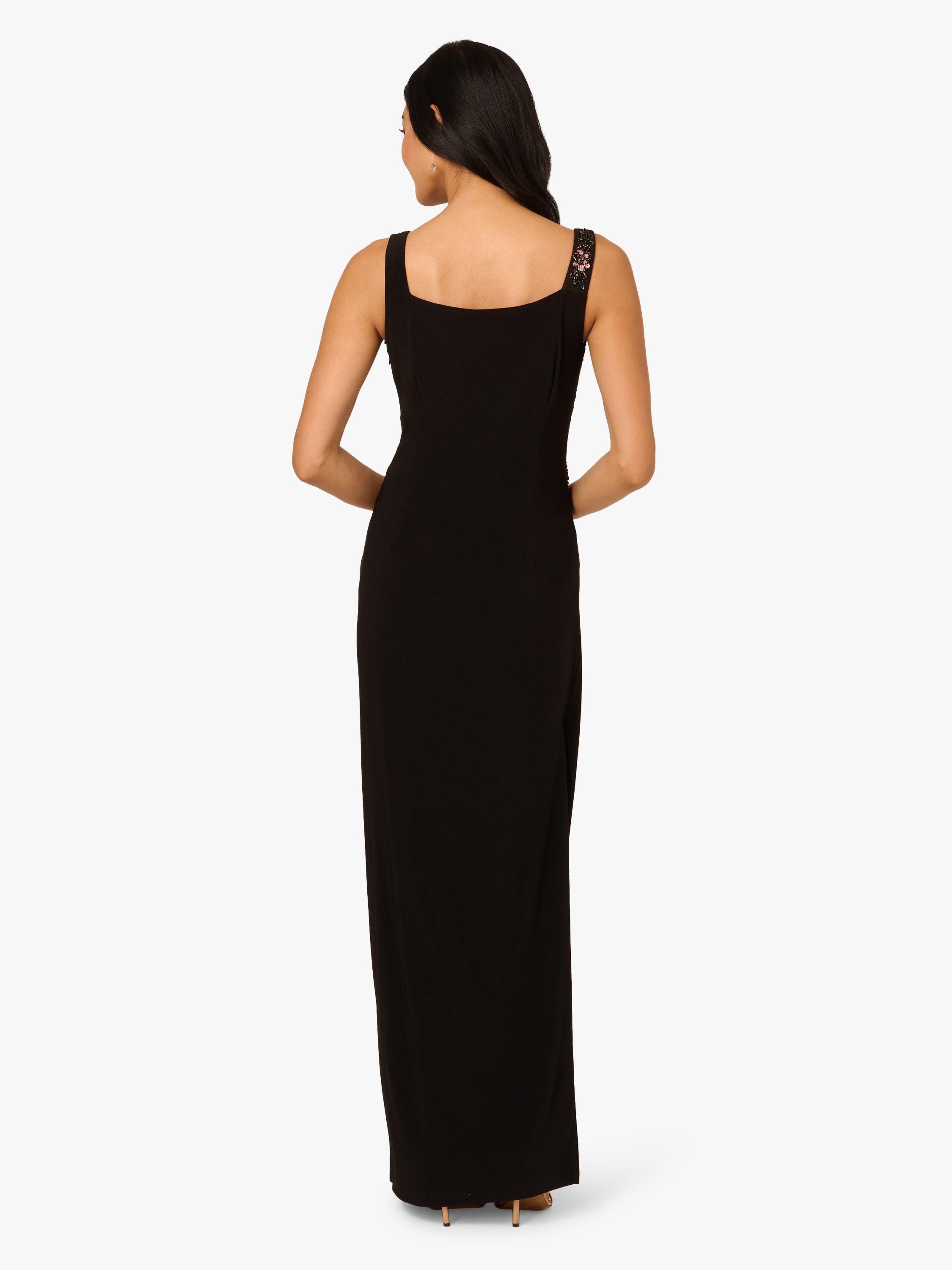Product image 2 of 6, which shows Adrianna Papell Asymmetric Floral Beaded Maxi Dress, Black/Multi, 10