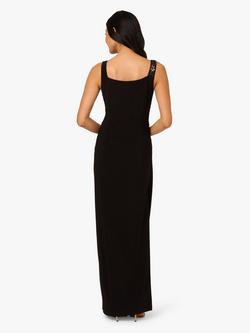 Adrianna Papell Asymmetric Floral Beaded Maxi Dress, Black/Multi - view 2, Black/Multi