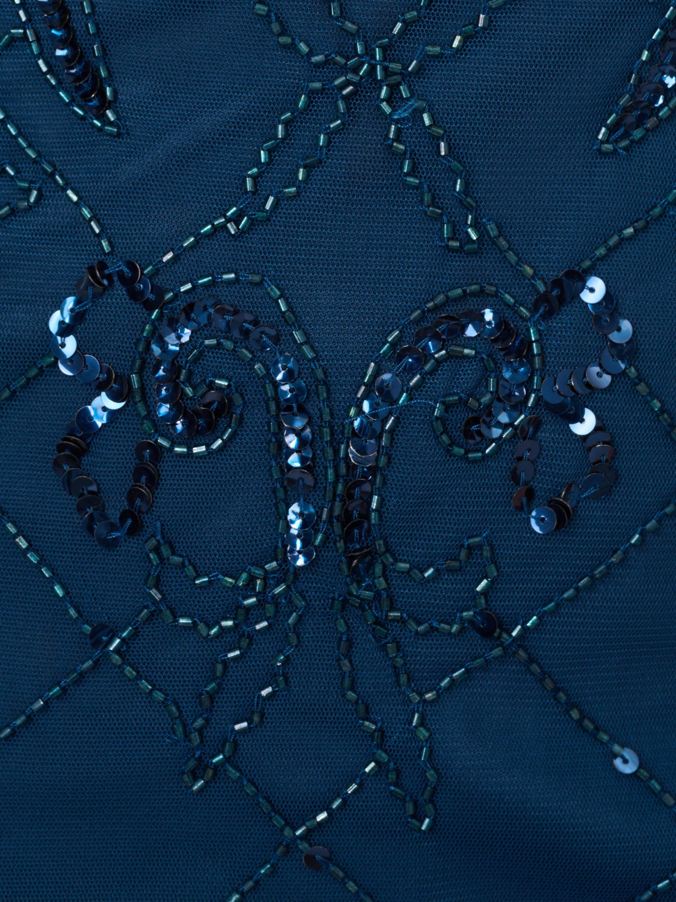 Product image 6 of 6, which shows Papell Studio Beaded Halterneck Maxi Dress, Dark Blue, 6