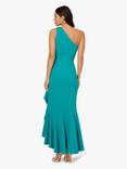 Papell Studio Bead Knit Crepe Asymmetric Dress, Teal Lagoon