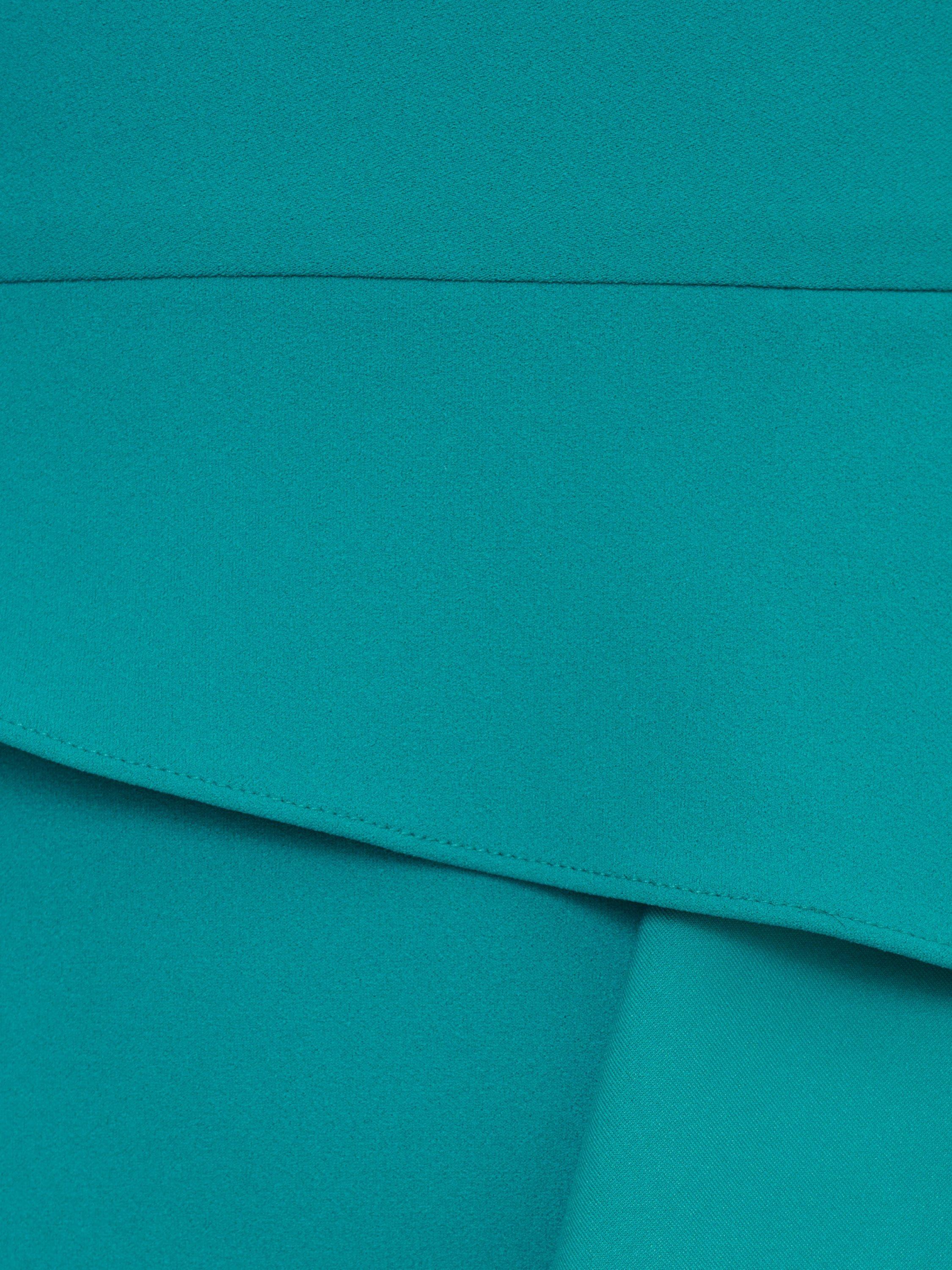 Product image 6 of 6, which shows Papell Studio Bead Knit Crepe Asymmetric Dress, Teal Lagoon, 6